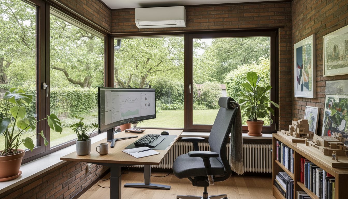 Airconditioning installatie bij bakstenen woning in Vlaanderen