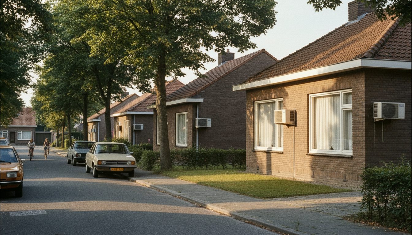 Airconditioning installatie bij bakstenen woning in Vlaanderen